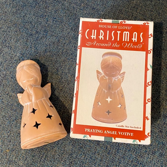 House of Lloyd Terra Cotta Praying Angel Tea Candle Holder & 4 Angel Ornaments - Picture 3 of 10